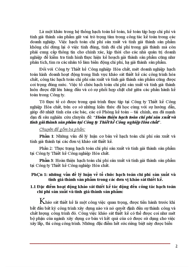 image for page Hoàn thiện hạch toán chi phí sản xuất và tính giá thành sản phẩm tại Công ty Thiết kế Công nghiệp Hóa chất