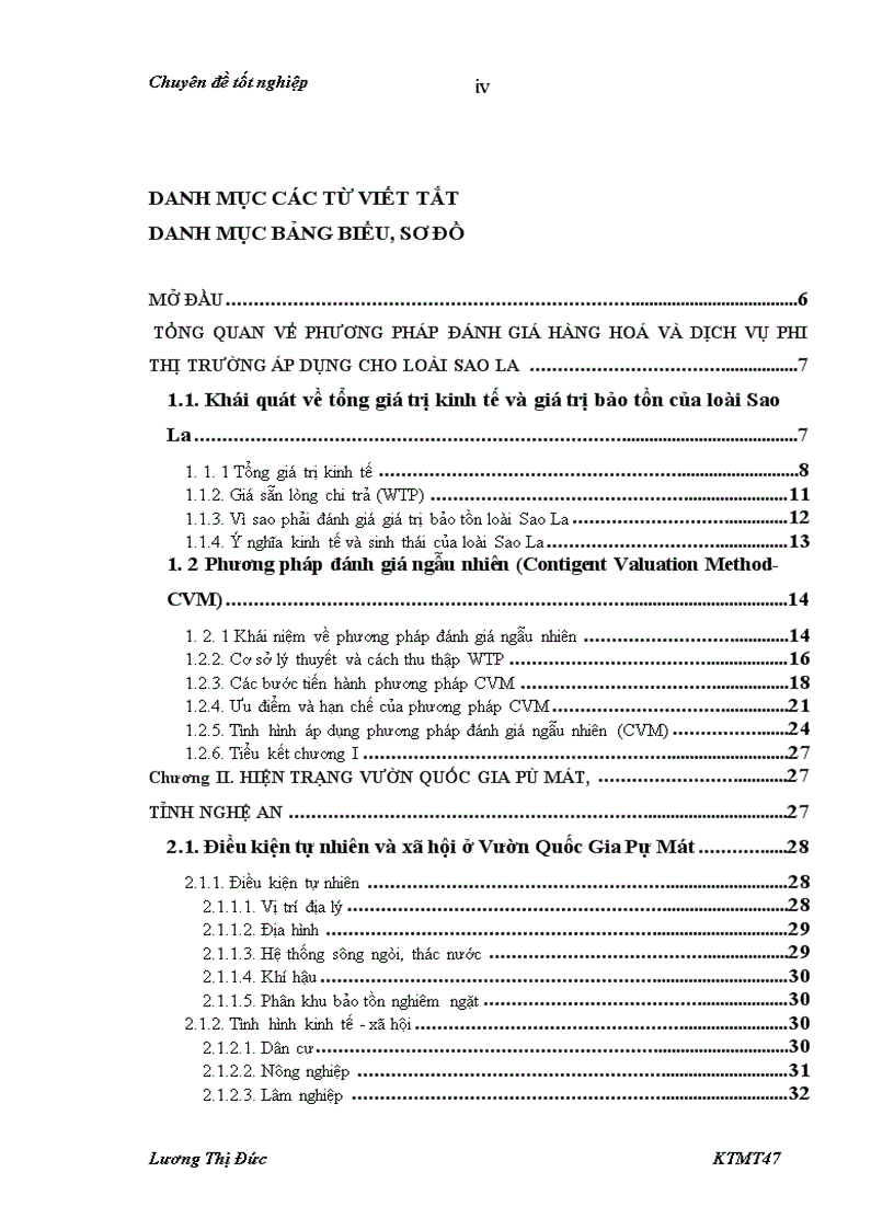 image for page Sử dụng phương pháp đánh giá ngẫu nhiên (CVM) để đánh giá giá trị bảo tồn loài Sao La ở Vườn Quốc Gia Pù Mát, tỉnh Nghệ An Họ và tên sinh viên