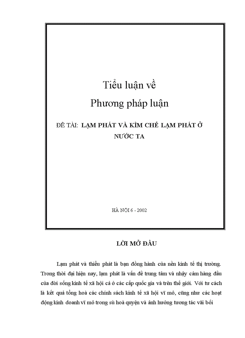 image for page Lạm phát và kìm chế lạm phát ở nước ta Hà nội 6 - 2002