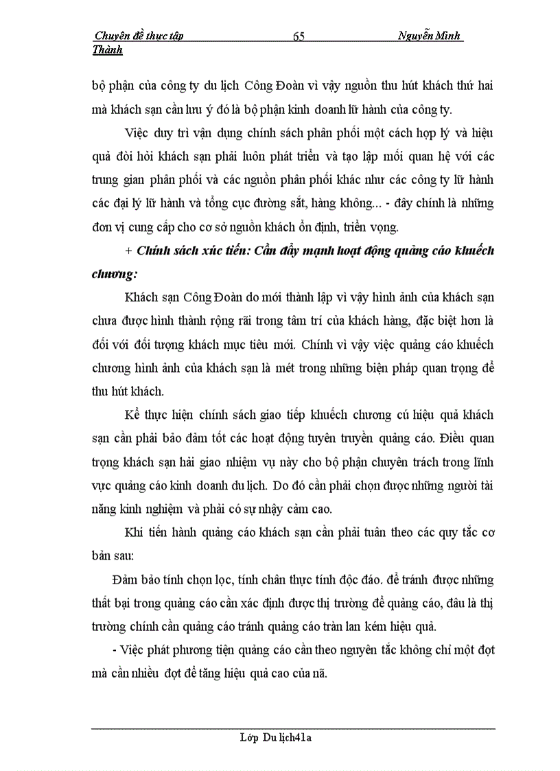 image for page Xác định thị trường mục tiêu và một số kiến nghị đối với hoạt động thu hút khách của khách sạn Công Đoàn