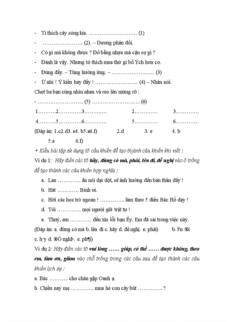 image for page Bài tập nhận diện câu khiến khi nghe