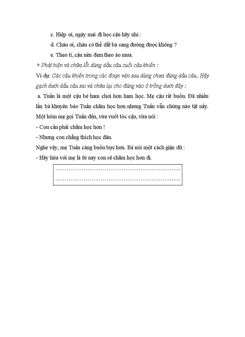 image for page Bài tập nhận diện câu khiến khi nghe