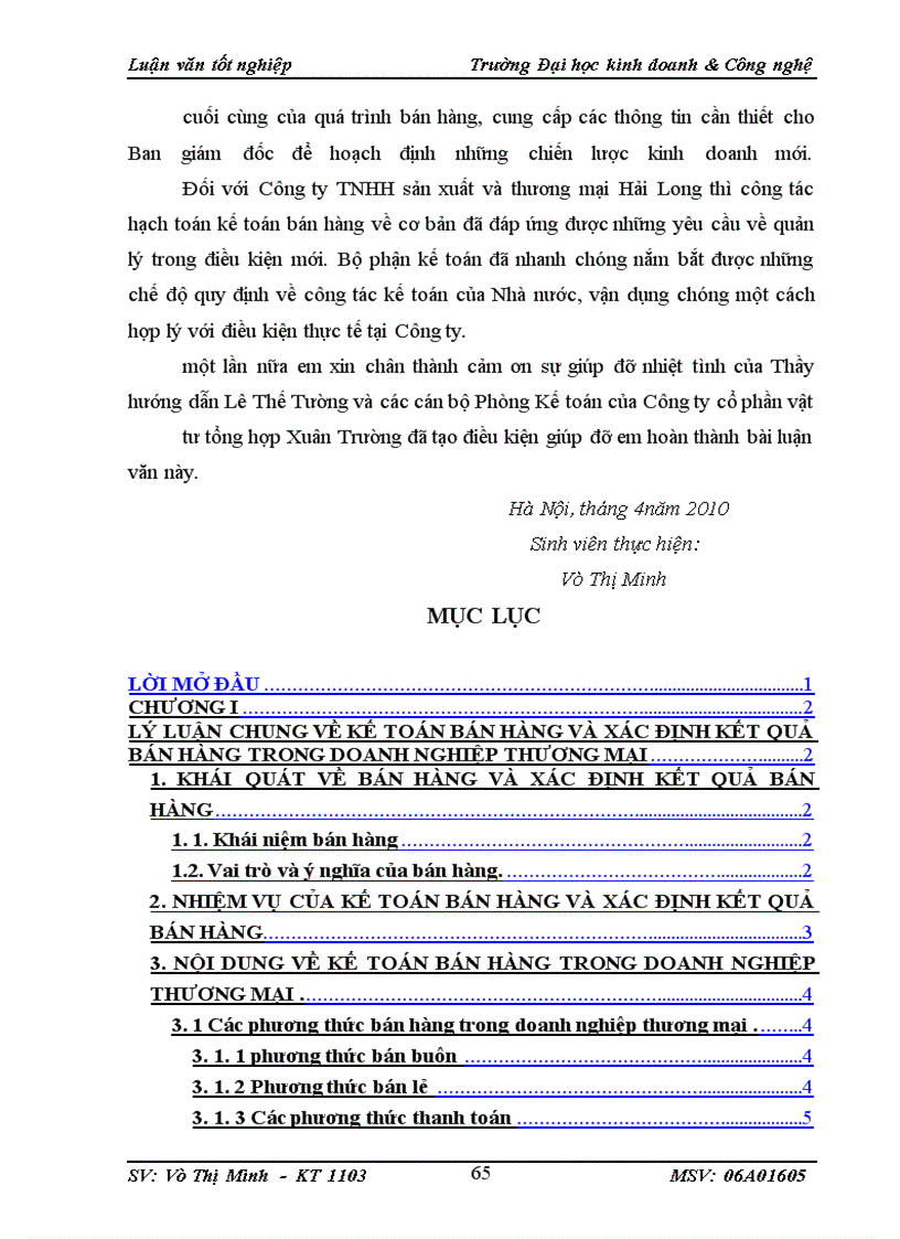 image for page Kế toán bán hàng và xác định kết quả bán hàng tại Công ty TNHH sản xuất và thương mại Hải Long