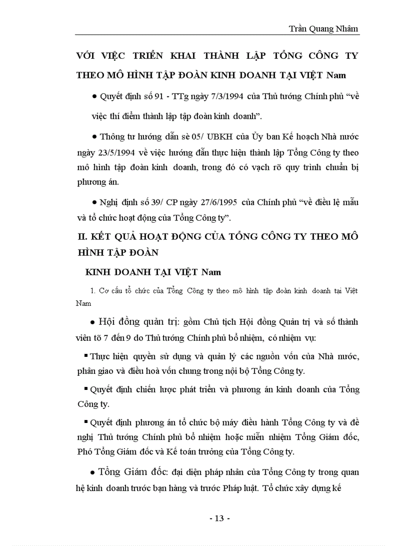 image for page Thực trạng và giải pháp của quá trình thành lập và tổ chức hoạt động của Tổng Công ty theo mô hình tập đoàn kinh doanh