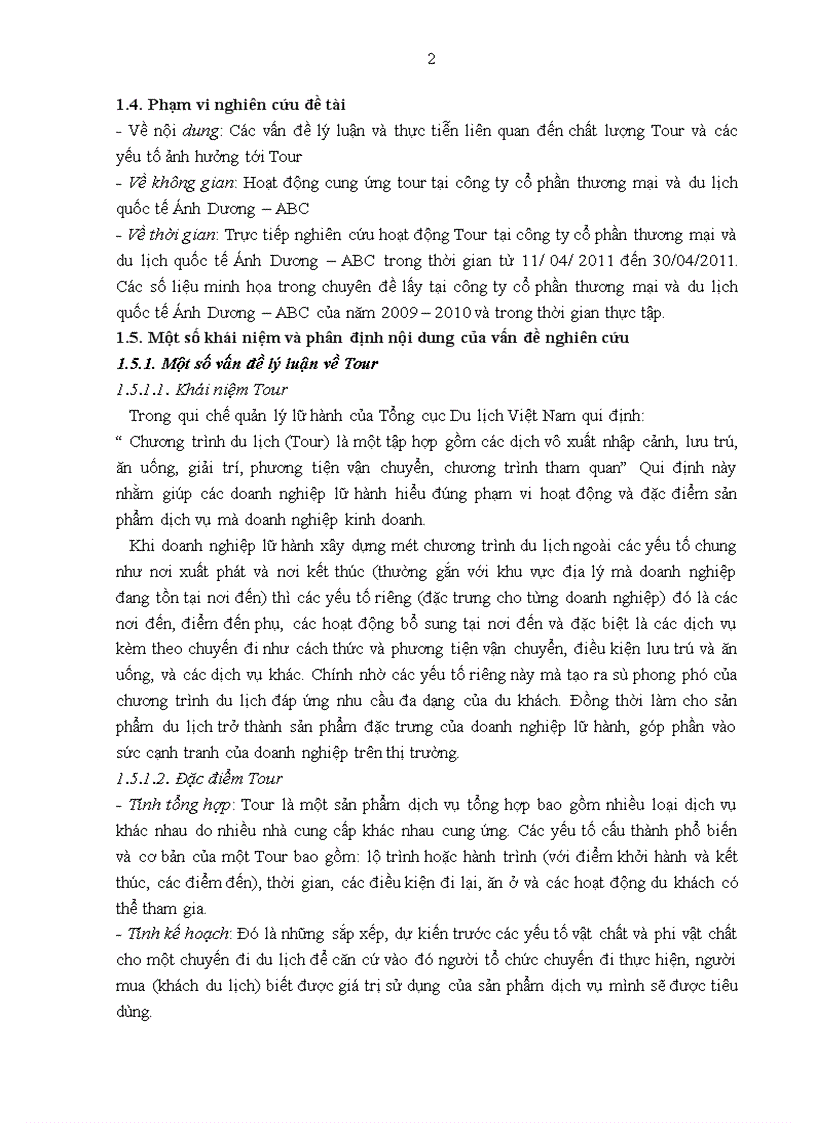 image for page Giải pháp nâng cao chất lượng tour du lịch Hà Nội – Nha Trang của Công ty CP Thương mại và du lịch quốc tế Ánh Dương – ABC - Các mục tiêu cụ thể