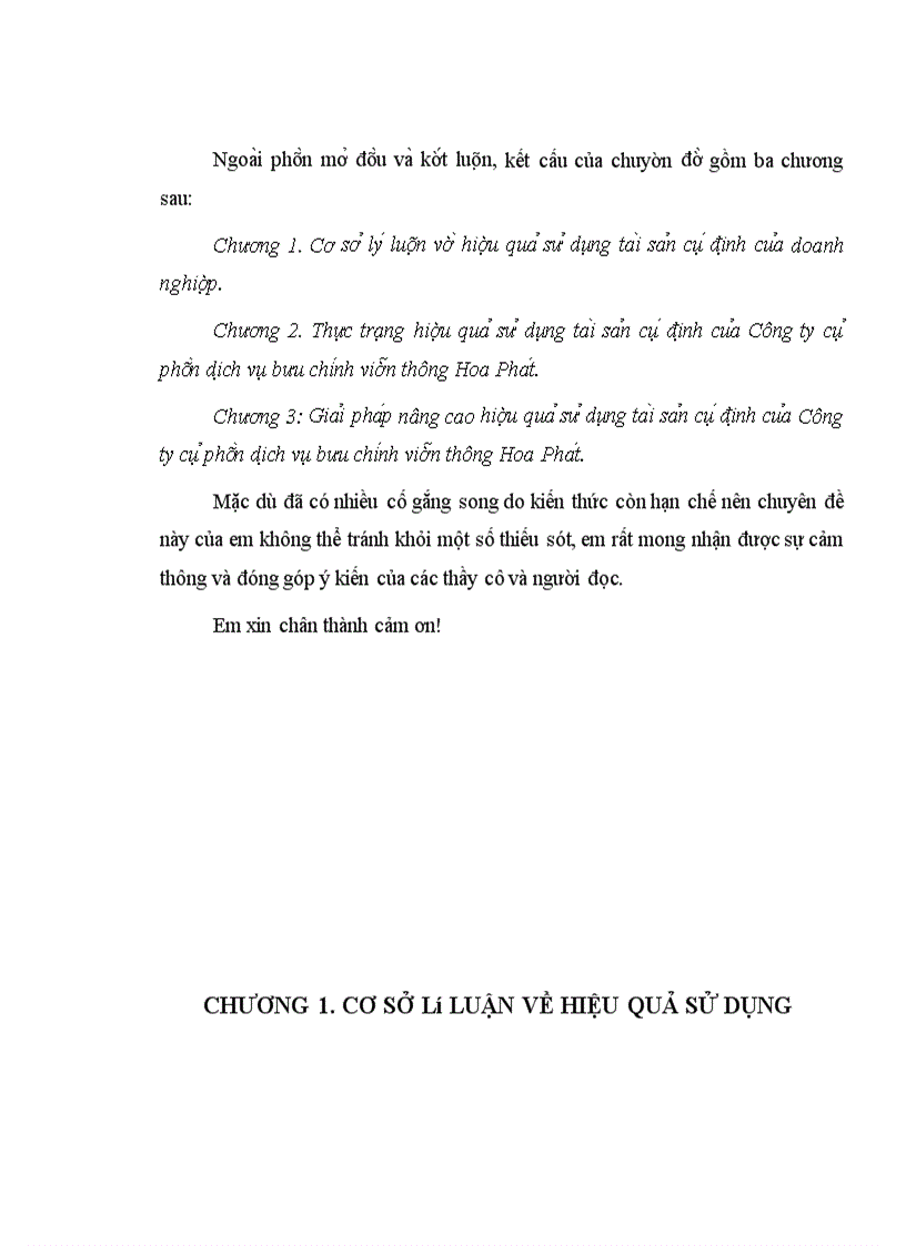 Giải pháp nâng cao hiệu quả sử dụng tài sản cố định của Công ty cổ phần dịch vụ bưu chính viễn thông Hoa Phá