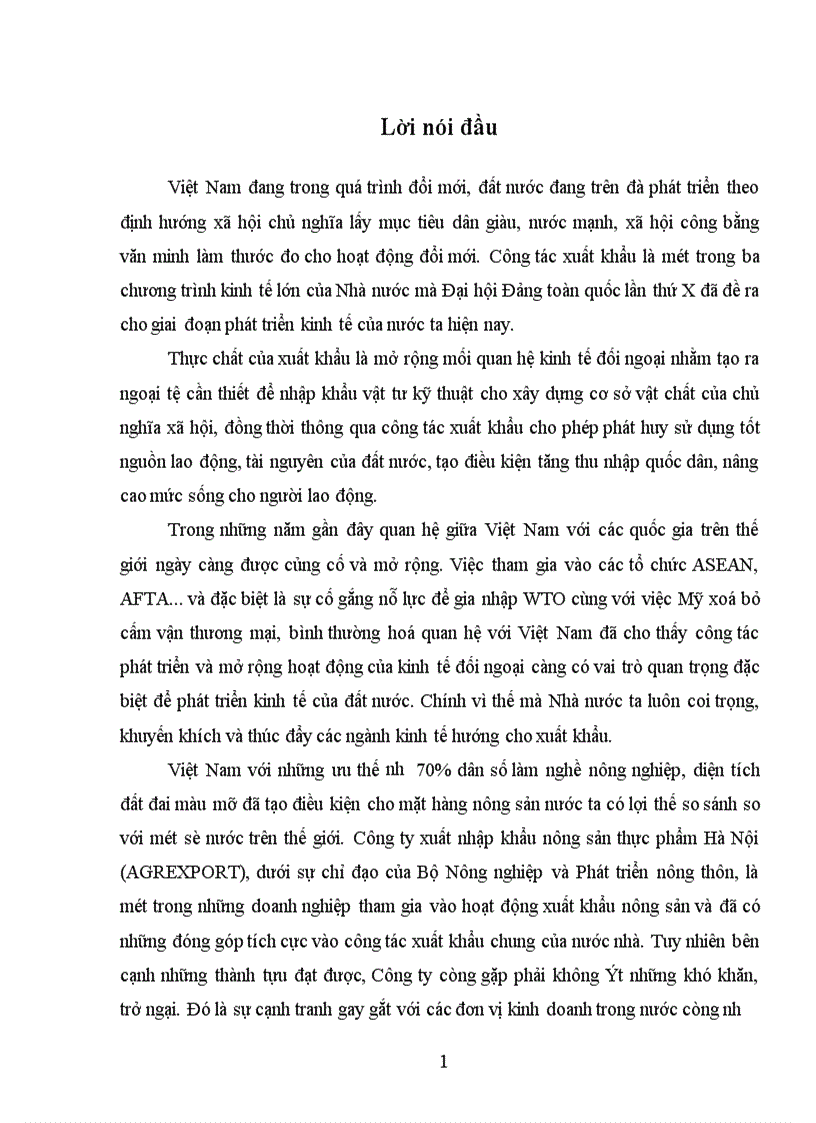 image for page Thực trạng và một số giải pháp nhằm tăng xuất khẩu hàng nông sản của Công ty xuất nhập khẩu nông sản thực phẩm Hà Nội