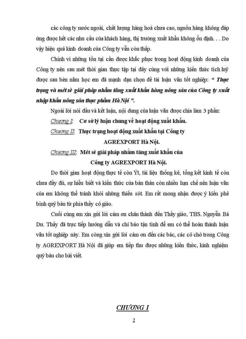 image for page Thực trạng và một số giải pháp nhằm tăng xuất khẩu hàng nông sản của Công ty xuất nhập khẩu nông sản thực phẩm Hà Nội