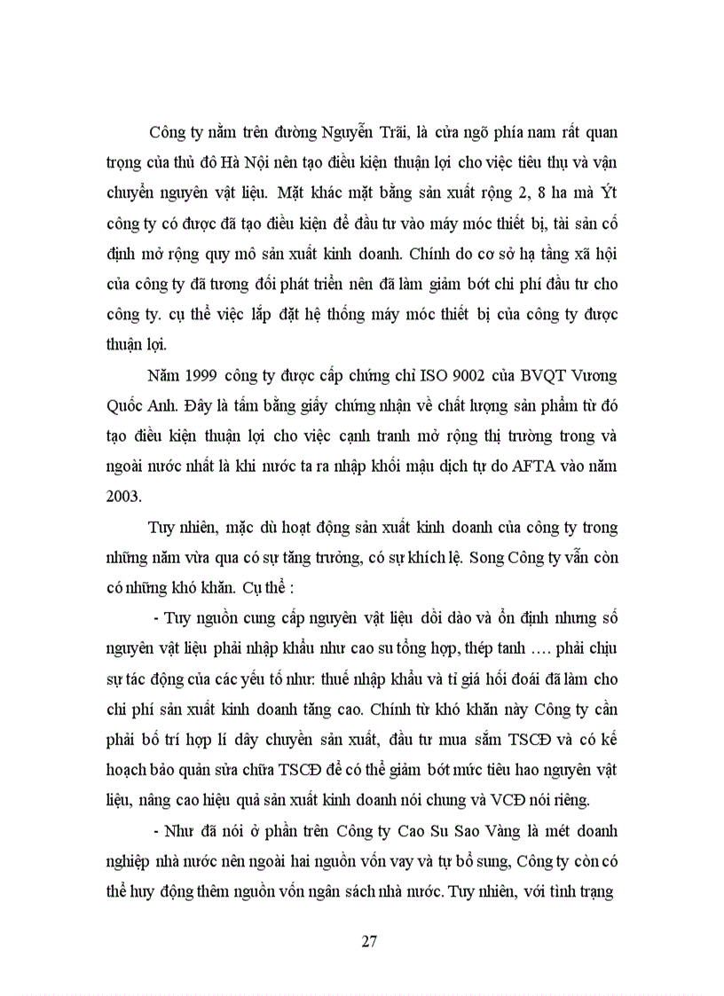 image for page Một số giải pháp chủ yếu nhằm góp phần nâng cao hiệu quả sử dụng vốn cố định ở Công ty Cao Su Sao Vàng