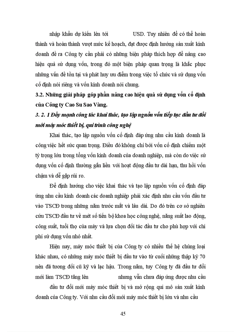 image for page Một số giải pháp chủ yếu nhằm góp phần nâng cao hiệu quả sử dụng vốn cố định ở Công ty Cao Su Sao Vàng