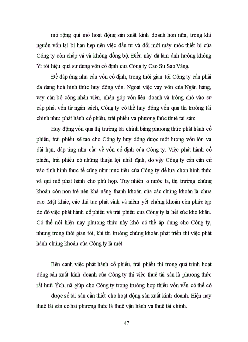 image for page Một số giải pháp chủ yếu nhằm góp phần nâng cao hiệu quả sử dụng vốn cố định ở Công ty Cao Su Sao Vàng