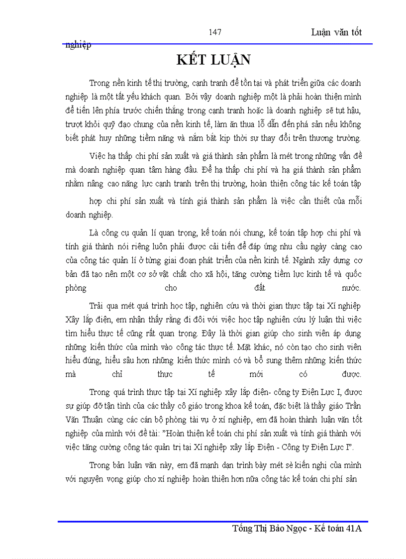 image for page Hoàn thiện kế toán chi phí sản xuất và tính giá thành sản phẩm xây lắp với việc nâng cao hiệu quả quản trị chi phí tại xí nghiệp xây lắp Điện – Công Ty Điện Lực I