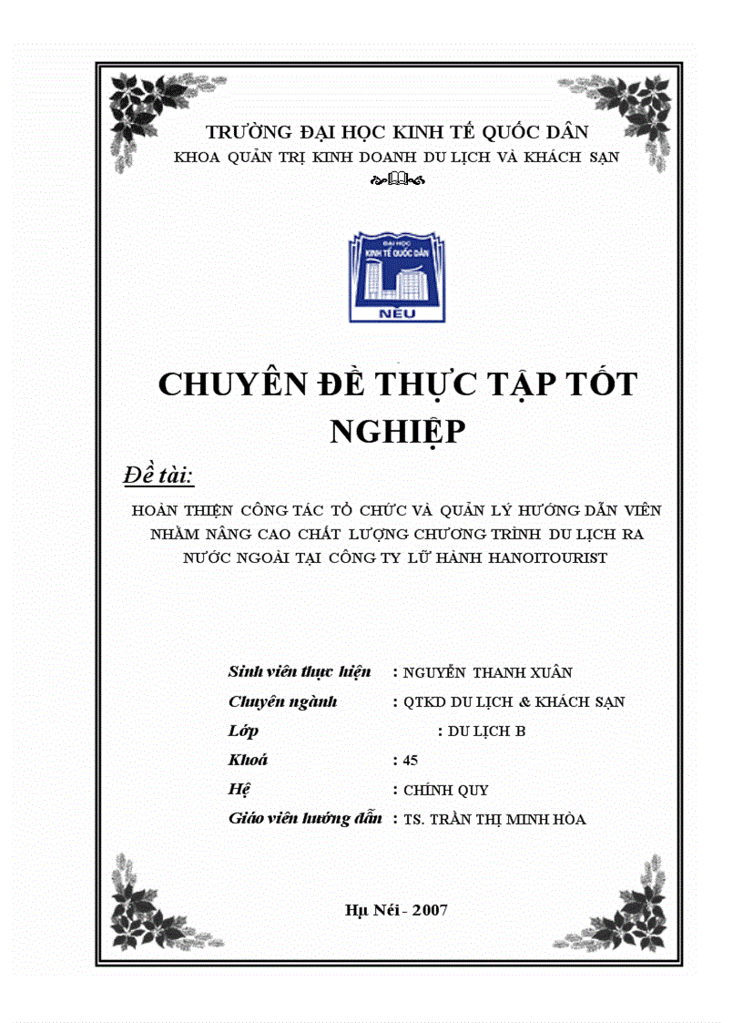 image for page Hoàn thiện cụng tỏc tổ chức và quản lý hướng dẫn viờn nhằm nõng cao chất lượng chương trỡnh du lịch ra nước ngoài tại Cụng ty Lữ hành Hanoitourist