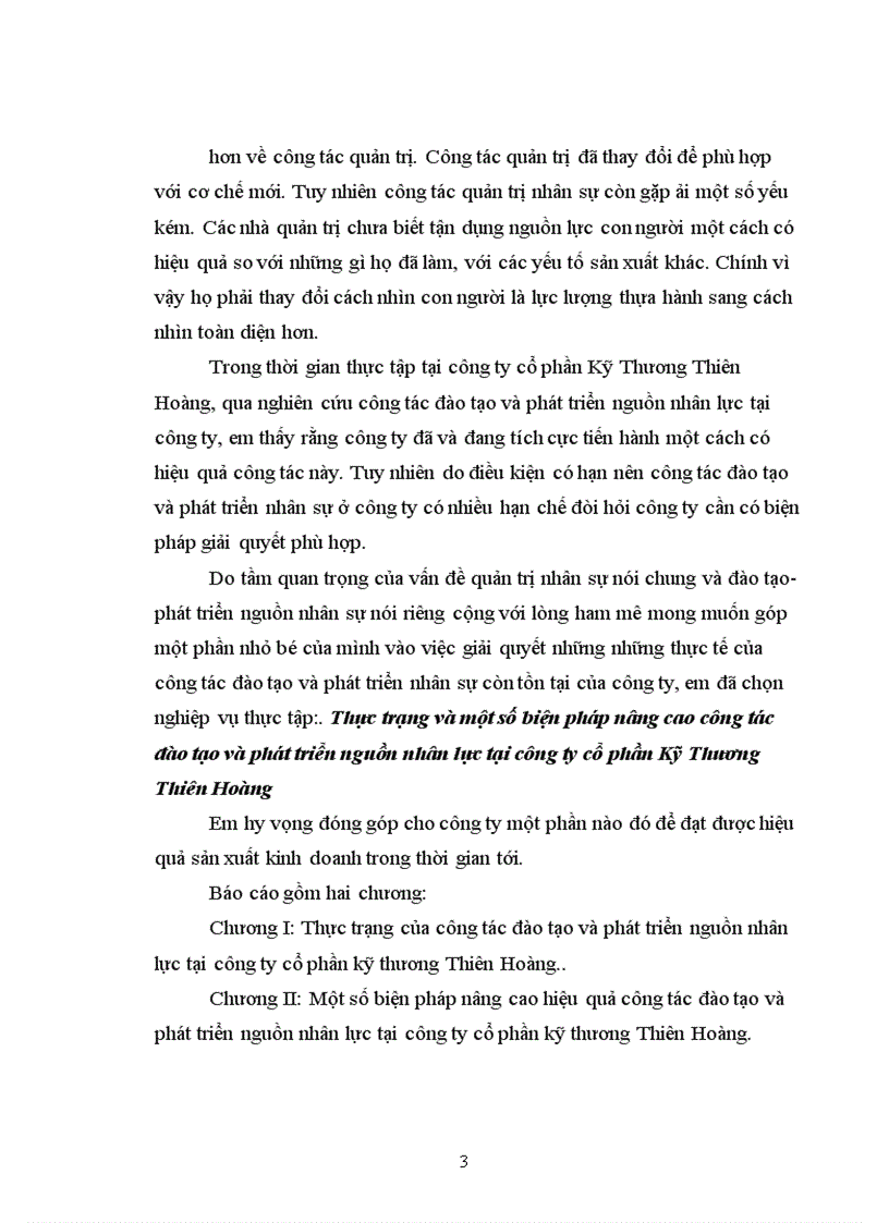 image for page Thực trạng và một số biện pháp nâng cao công tác đào tạo và phát triển nguồn nhân lực tại công ty cổ phần Kỹ Thương Thiên Hoàng