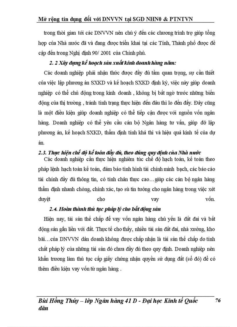 image for page Giải pháp mở rộng tín dụng đối với các doanh nghiệp vừa và nhỏ tại SGD NHN0 & PTNTVN