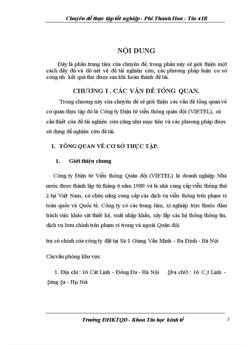 image for page Chuyên đề thực tập tốt nghiệp tại Công ty Điện tử Viễn thông Quân đội (VIETEL)