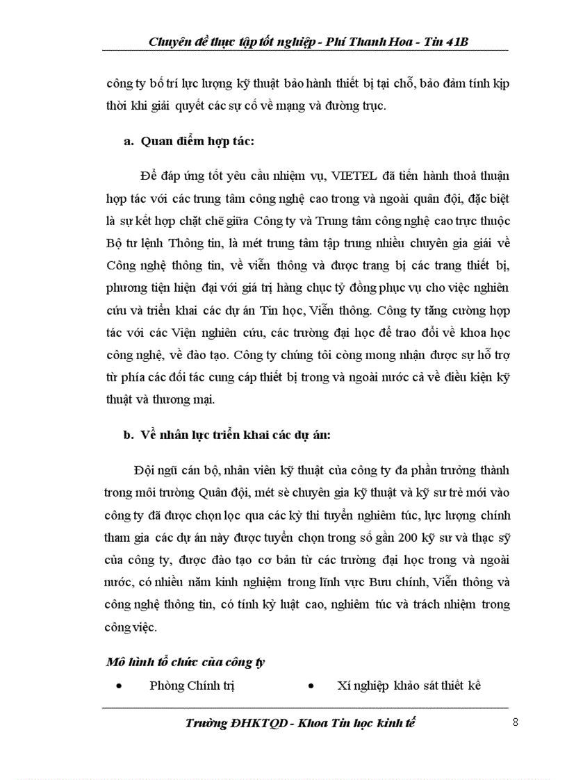 image for page Chuyên đề thực tập tốt nghiệp tại Công ty Điện tử Viễn thông Quân đội (VIETEL)
