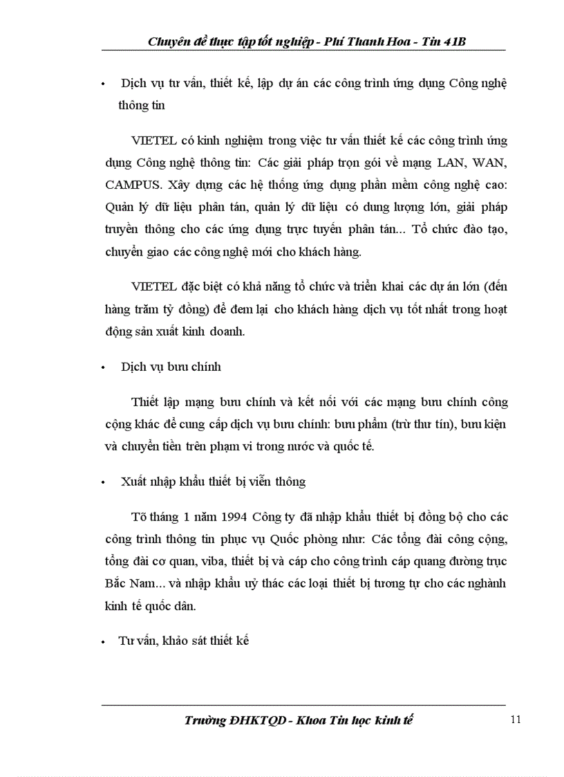 image for page Chuyên đề thực tập tốt nghiệp tại Công ty Điện tử Viễn thông Quân đội (VIETEL)