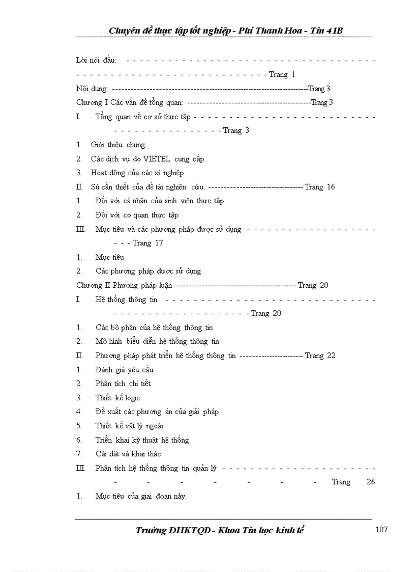 image for page Chuyên đề thực tập tốt nghiệp tại Công ty Điện tử Viễn thông Quân đội (VIETEL)