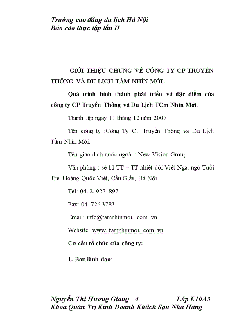 image for page Công ty CP truyền thông và du lịch Tầm Nhìn Mới