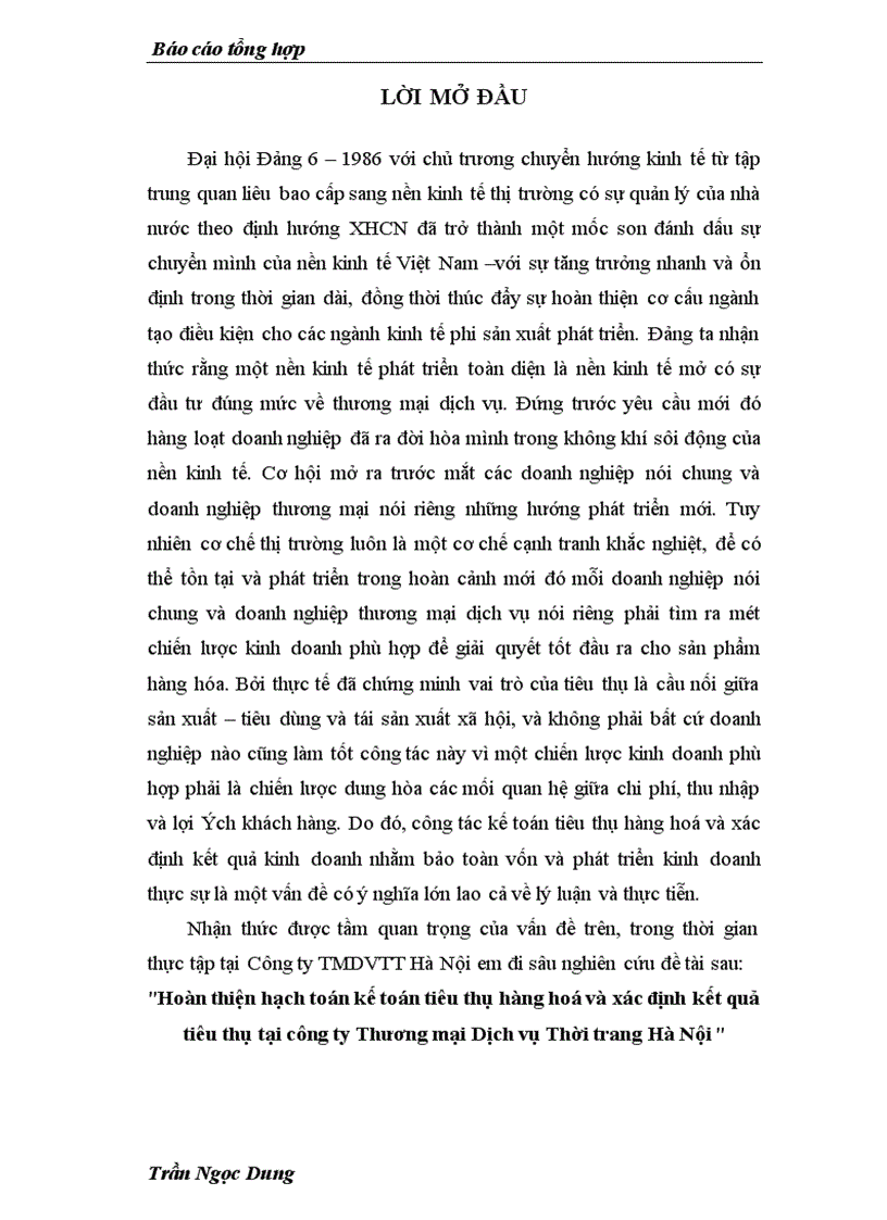 image for page Hoàn thiện hạch toán tiêu thụ hàng hoá và xác định kết quả tiêu thụ tại công ty TMDVTT Hà Nội