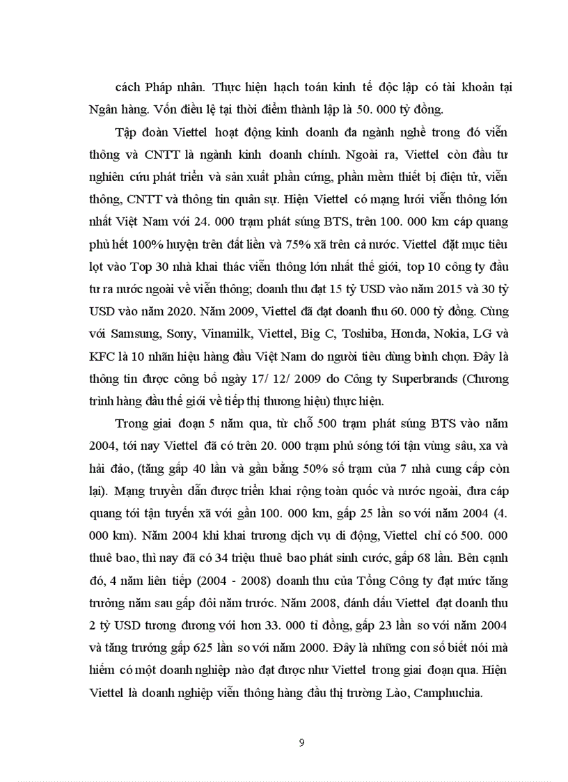 image for page Báo cáo thực tập tại công ty viên thông quân đội Viettel