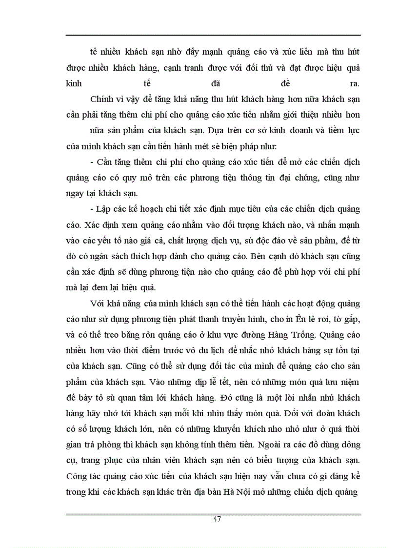 image for page Mộl số giải pháp nhằm nâng cao sức cạnh tranh của khách sạn Hồ Gươm