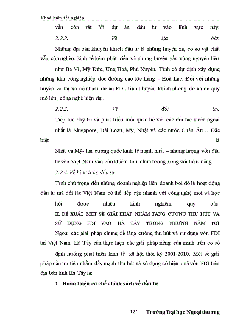 image for page Đề xuất một số giải pháp nhằm tăng cường thu hút FDI vào Hà Tây trong những năm tới