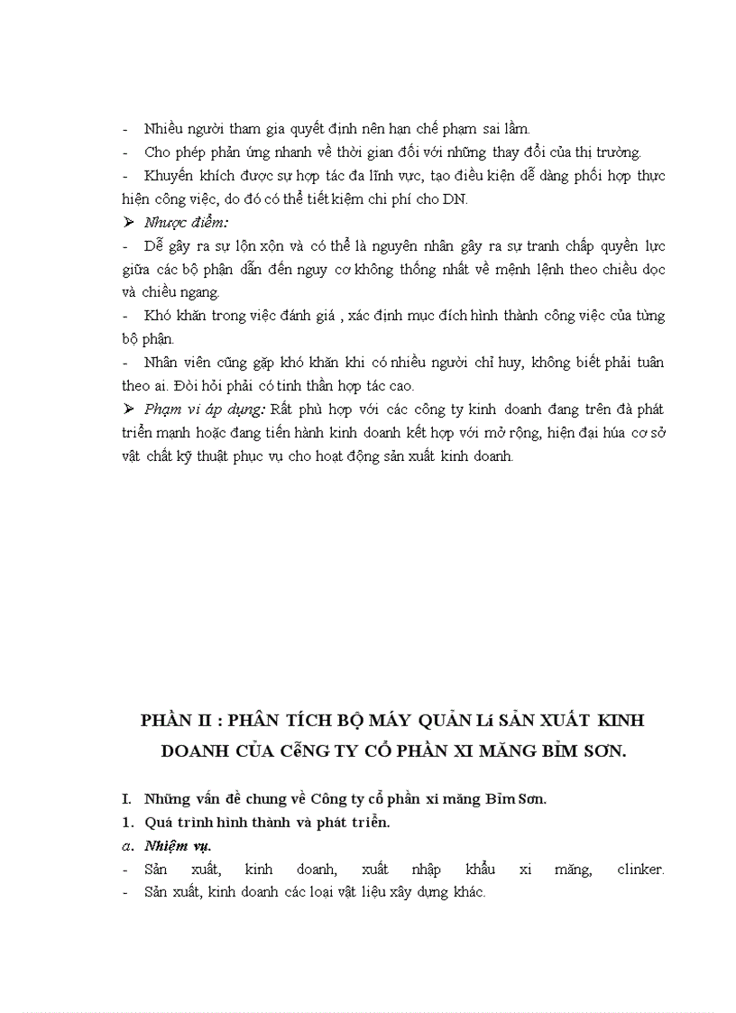 image for page Hoàn thiện cơ cấu tổ chức bộ máy quản lý SXKD của Công ty CP xi măng Bỉm Sơn