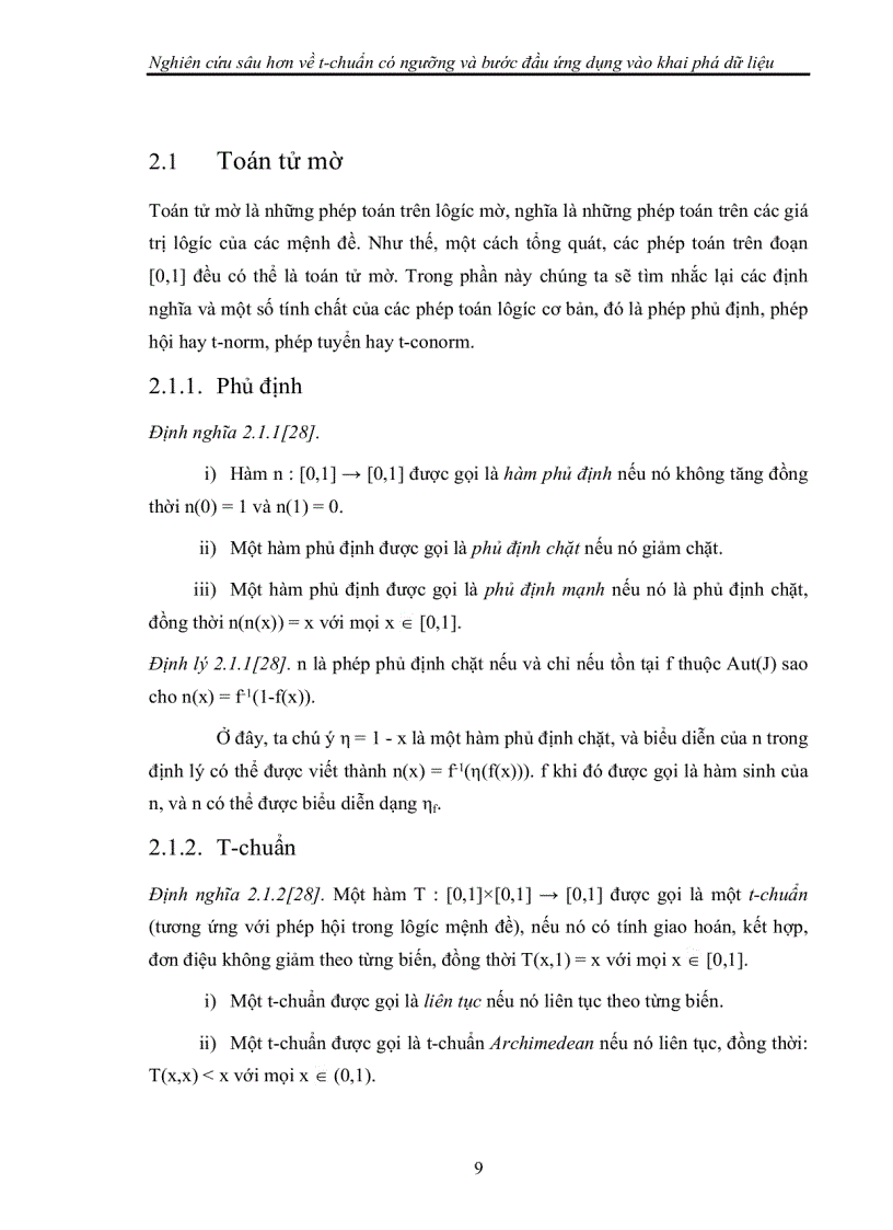 image for page Nghiên cứu sâu hơn về t-chuẩn có ngưỡng và bước đầu ứng dụng vào khai phá dữ liệu