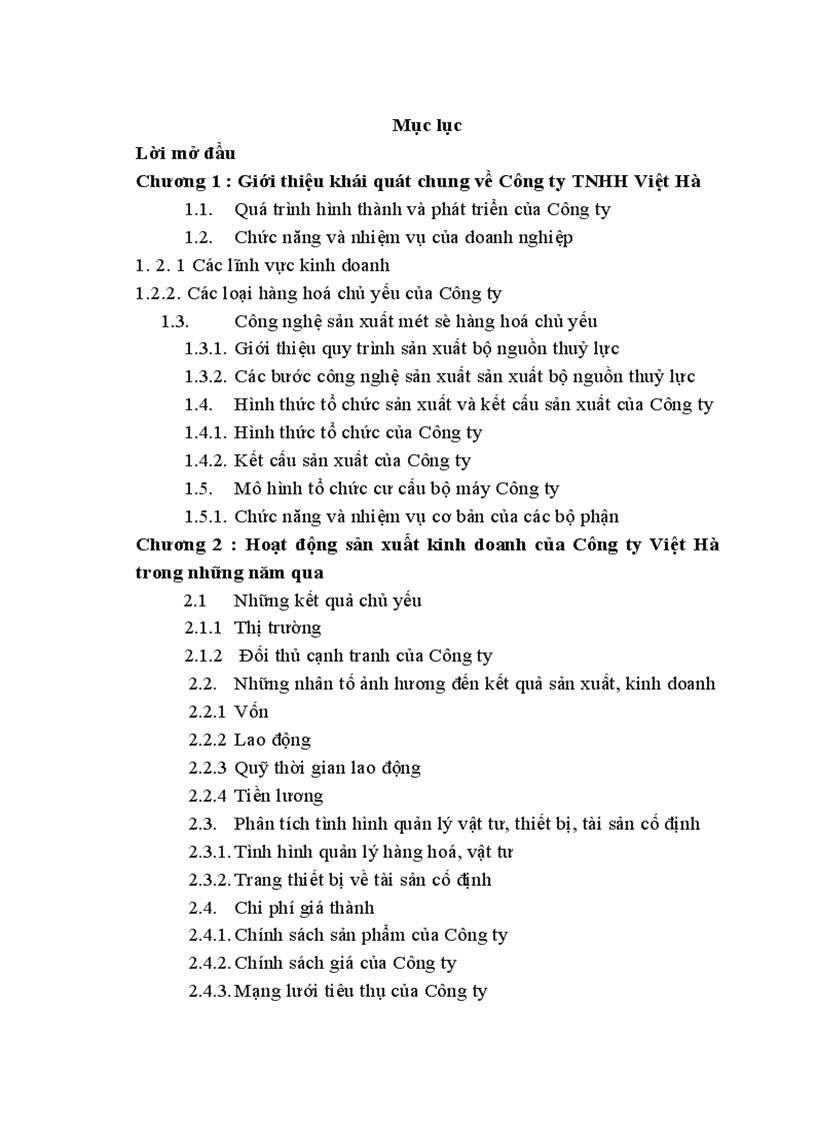 image for page Hoạt động sản xuất kinh doanh của doanh nghiệp tại Công ty TNHH Việt Hà