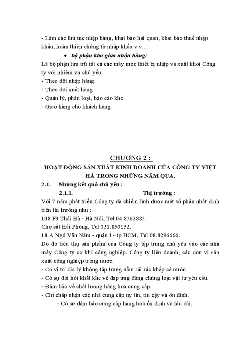 image for page Hoạt động sản xuất kinh doanh của doanh nghiệp tại Công ty TNHH Việt Hà