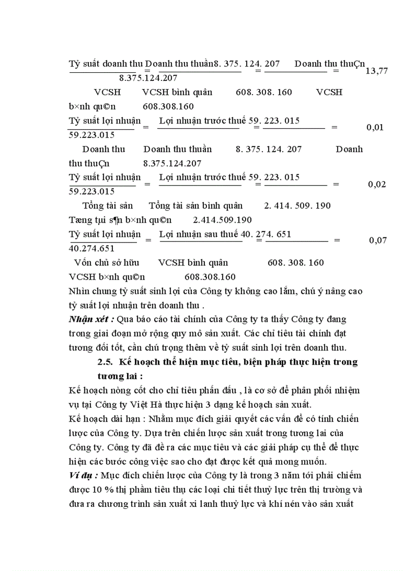 image for page Hoạt động sản xuất kinh doanh của doanh nghiệp tại Công ty TNHH Việt Hà