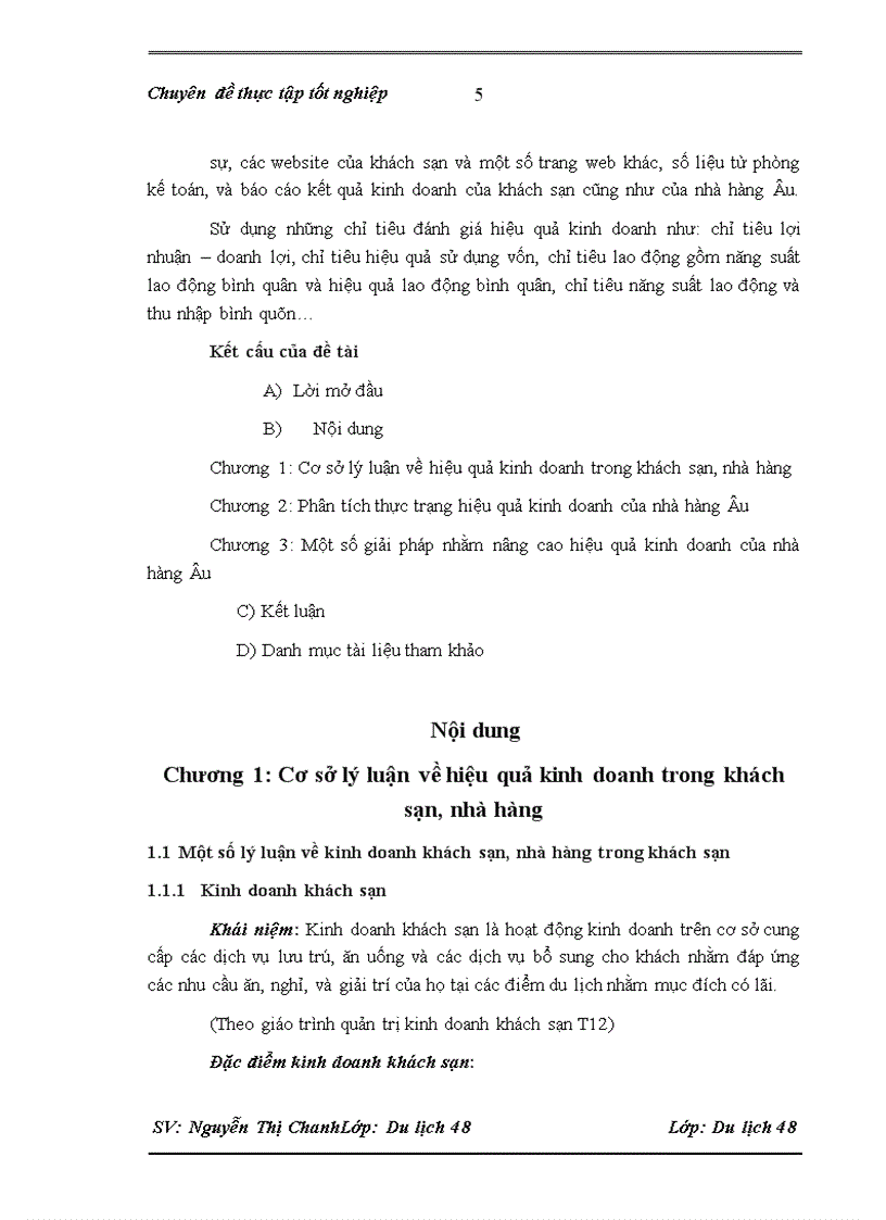 image for page Đánh giá hiệu quả kinh doanh của nhà Hàng Âu Chez Manon khách sạn Hilton opera Hà Nội Hà Nội - 2010