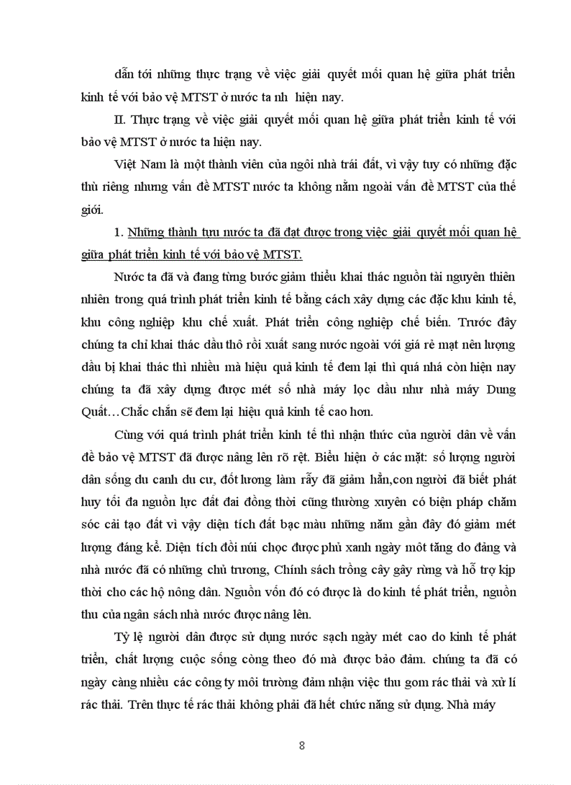 image for page Quan hệ giữa phát triển kinh tế với bảo vệ môi trường sinh thái ở nước ta hiện nay