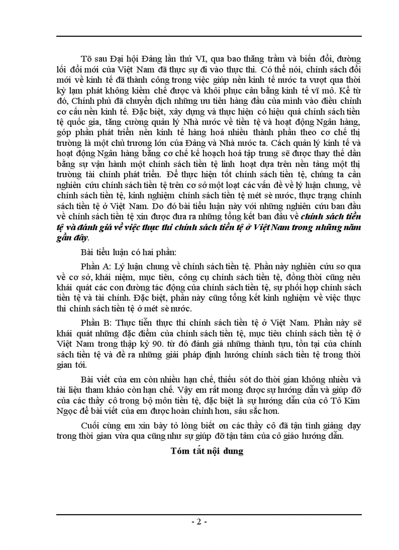 image for page Chính sách tiền tệ và đánh giá về việc thực thi chính sách tiền tệ ở Việt Nam trong những năm gần đây.