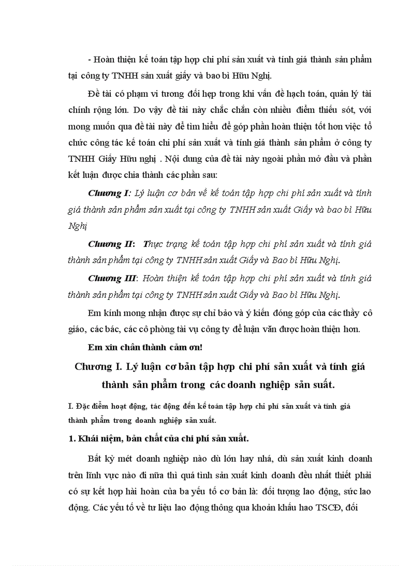 image for page Tổ chức công tác kế toán tập hợp chi phí sản xuất và tính giá thành sản phẩm ở công ty TNHH sản xuất giấy và bao bì Hưũ Nghị