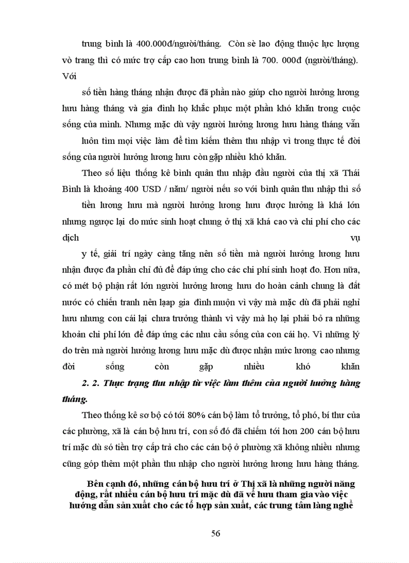 image for page Thu nhập và đời sống của người hưởng chế độ hưu trí hàng tháng ở thị x• thái bình - thực trạng và giải pháp