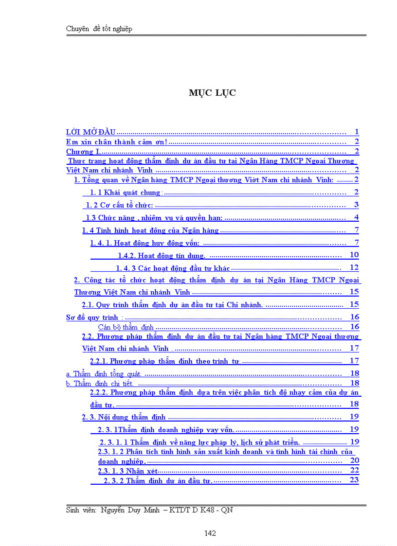 image for page Nâng cao chất lượng thẩm định dự án đầu tư tại Ngân Hàng TMCP Ngoại Thương Việt Nam chi nhánh Vinh