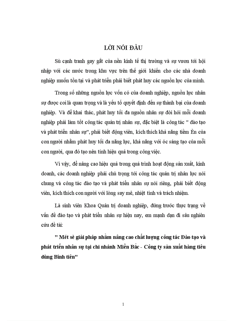 image for page Một số giải pháp nhằm nâng cao chất lượng công tác Đào tạo và phát triển nhân sự tại chi nhánh Miền Bắc - Công ty sản xuất hàng tiêu dùng Bình tiên