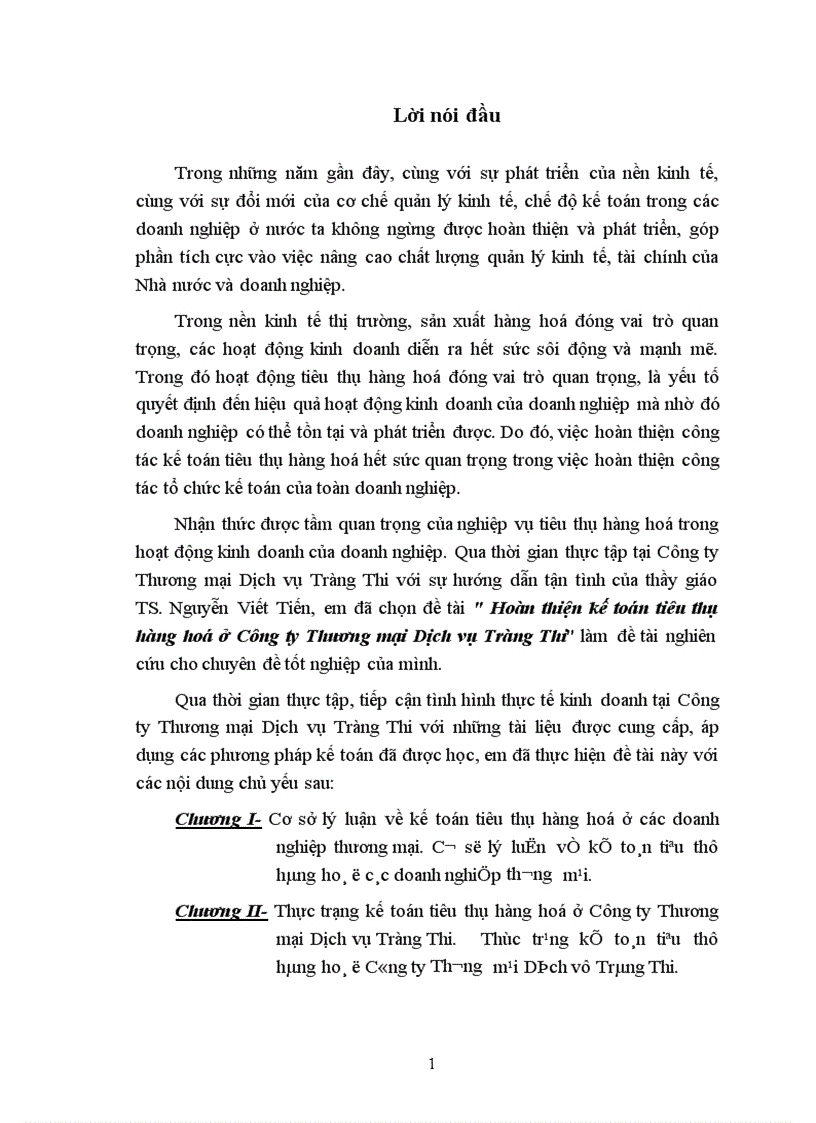 image for page Hoàn thiện kế toán tiêu thụ hàng hoá ở Công ty Thương mại Dịch vụ Tràng Thi