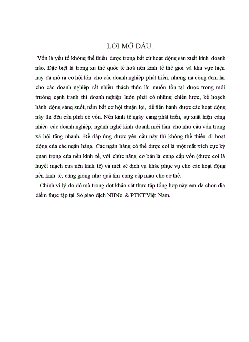 image for page Báo cáo thực tập tại Sở giao dịch NHNo & PTNT Việt Nam.