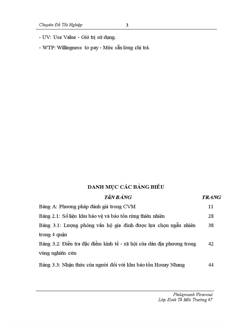 image for page Sử dụng phương pháp đánh giá ngẫu nhiên (CVM) để xác định sẵn lòng chi trả (WTP) của người dân ở Viên Chăn cho việc bảo tồn đa dạng sinh học và sử dụng bền vững trong Khu bảo tồn Houay Nhang tại thủ đô Viên Chăn, Lào