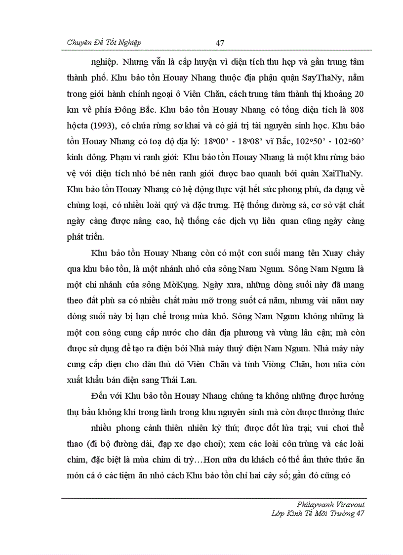 image for page Sử dụng phương pháp đánh giá ngẫu nhiên (CVM) để xác định sẵn lòng chi trả (WTP) của người dân ở Viên Chăn cho việc bảo tồn đa dạng sinh học và sử dụng bền vững trong Khu bảo tồn Houay Nhang tại thủ đô Viên Chăn, Lào