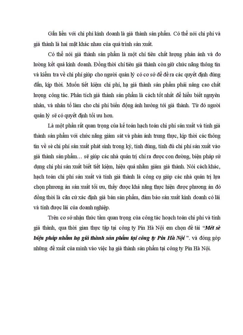 image for page Một số biện pháp nhằm hạ giá thành sản phẩm tại công ty Pin Hà Nội