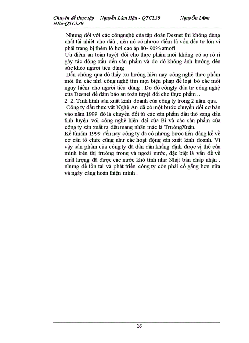 image for page Thực trạng công tác Tiêu chuẩn hoá trong việc nâng cao chất lượng sản phẩm của Công ty Dầu thực vật Nghệ an