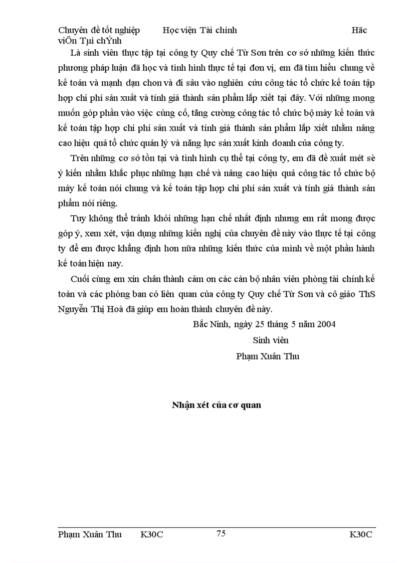 image for page Tập hợp chi phí sản xuất và tính giá thành sản phẩm tại công ty Quy chế Từ Sơn.