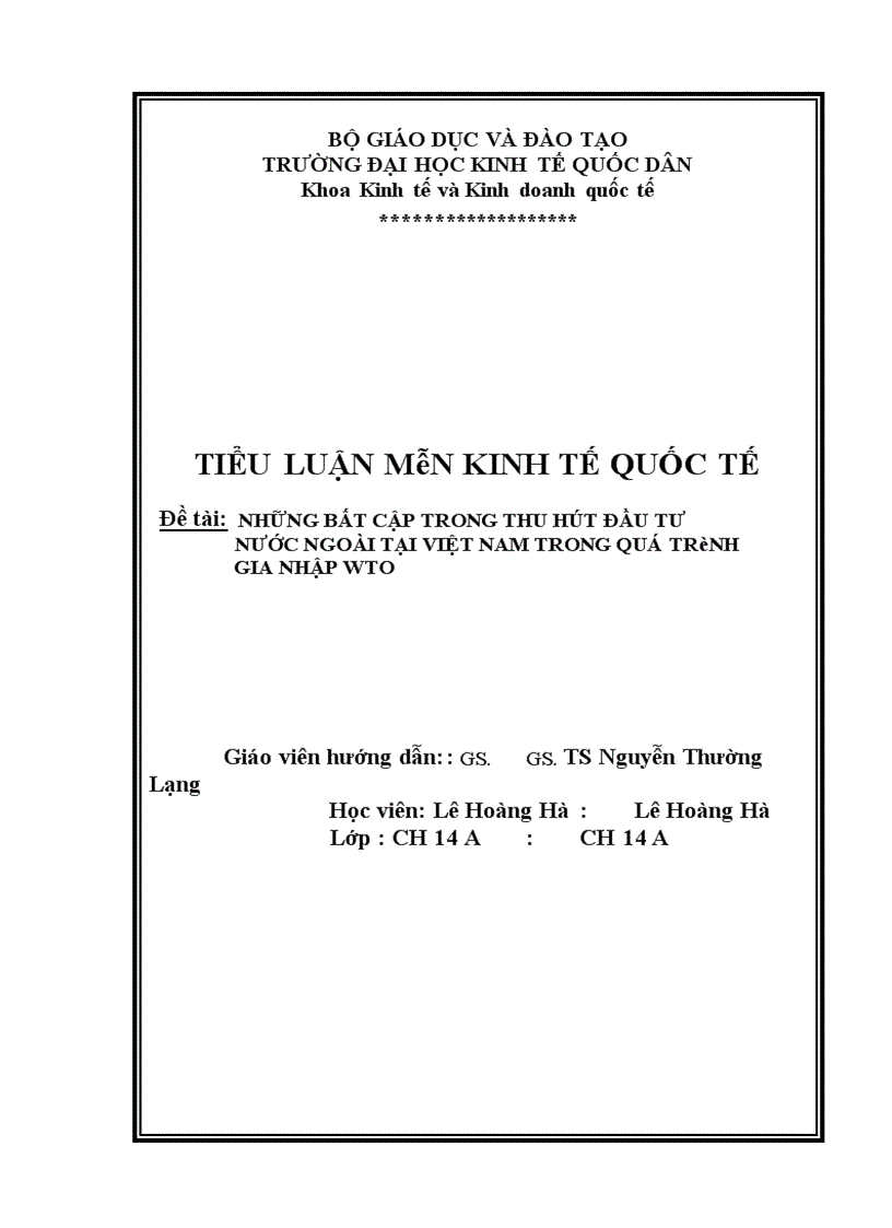 Những bất cập trong thu hút đầu tư nước ngoài tại việt nam trong quá trình gia nhập WTO