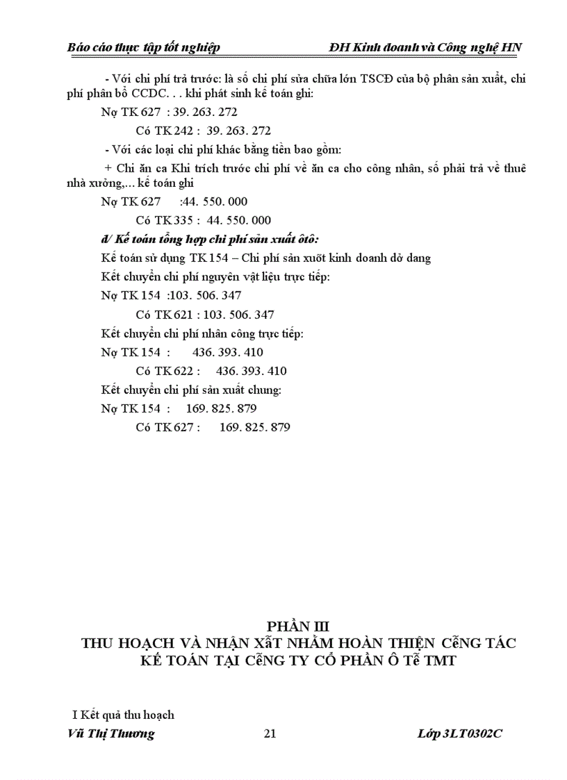image for page Thu hoạch và nhận xét nhằm hoàn thiện công tác kế toán tại Công ty Cổ phần ô tô TMT