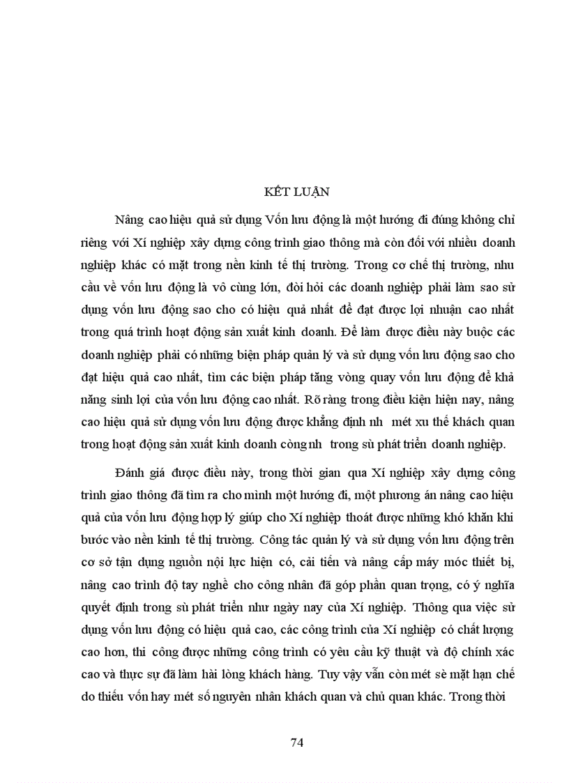 image for page Phân tích tình hình quản lý, sử dụng vốn lưu động và đề xuất một số biện pháp nhằm nâng cao hiệu quả sử dụng vốn lưu động ở Xí nghiệp xây dựng công trình giao thông